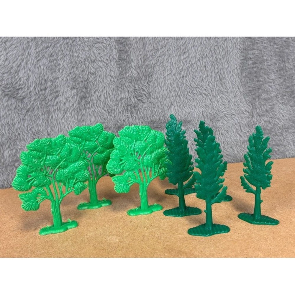 8 Vintage Marx Plastic Trees Toy Playset Accessories Green Scenery Mixed Lot